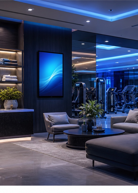 Digital screen integrated into a wellness venue