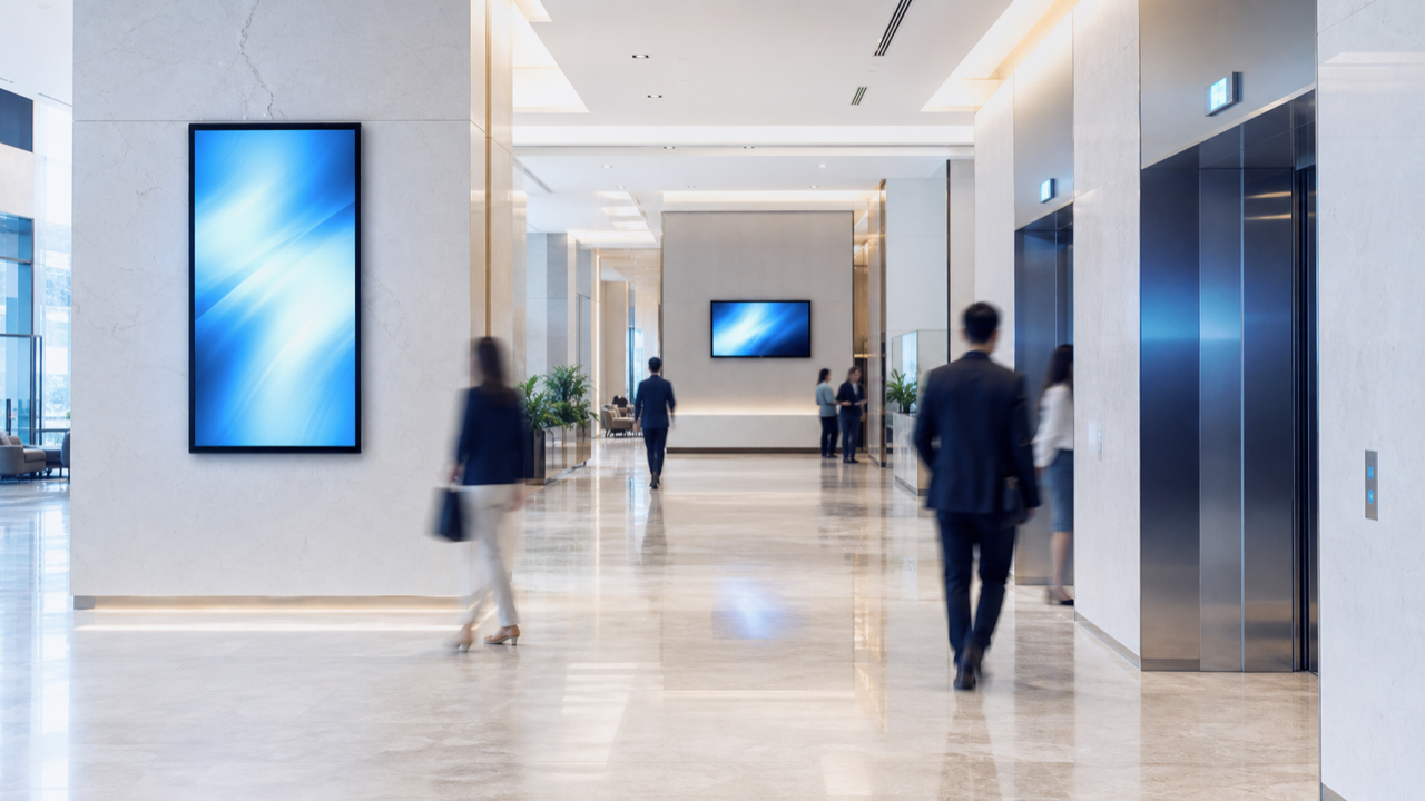 TMN digital screen in a contemporary indoor environment